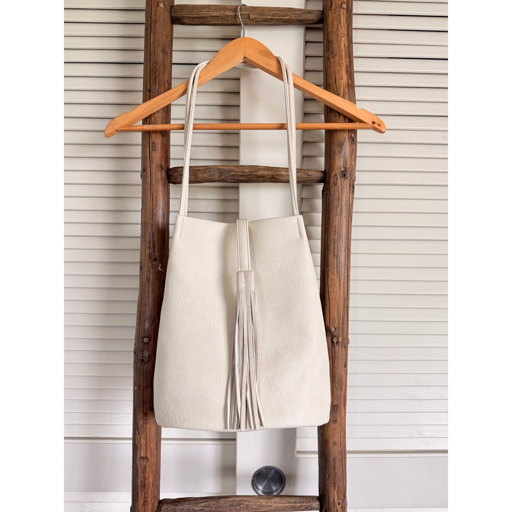 Street Level Shoulder Bag‎ Womens Cream White  Tassel Vegan Leather